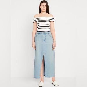 Old Navy Mid Rise Maxi Medium Wash Jean Skirt